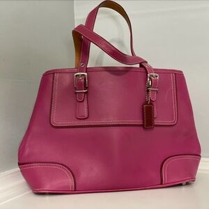 COACH 9605 Hampton Leather Satchel in Dark Fuchsia